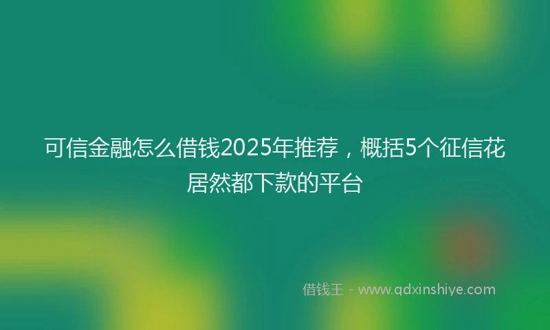 可信金融怎么借钱2025年推荐，概括5个征信花居然都下款的平台