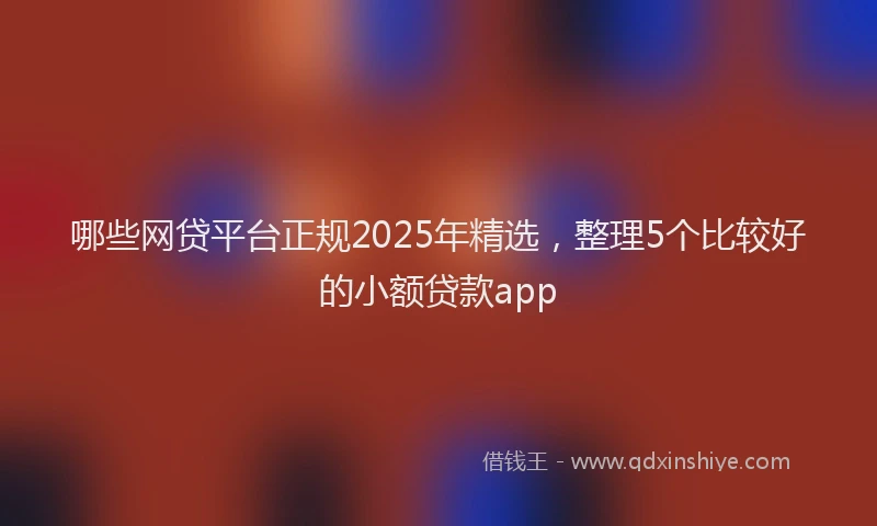 哪些网贷平台正规2025年精选，整理5个比较好的小额贷款app