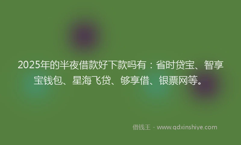 2025年的半夜借款好下款吗有：省时贷宝、智享宝钱包、星海飞贷、够享借、银票网等。