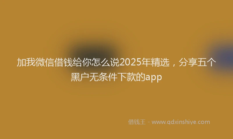 加我微信借钱给你怎么说2025年精选，分享五个黑户无条件下款的app