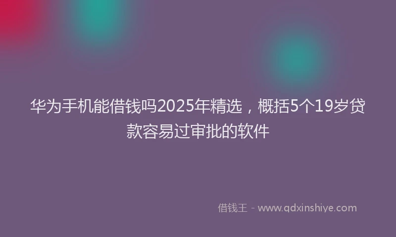 华为手机能借钱吗2025年精选，概括5个19岁贷款容易过审批的软件