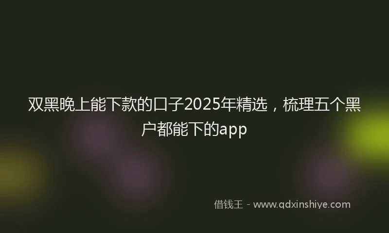 双黑晚上能下款的口子2025年精选，梳理五个黑户都能下的app