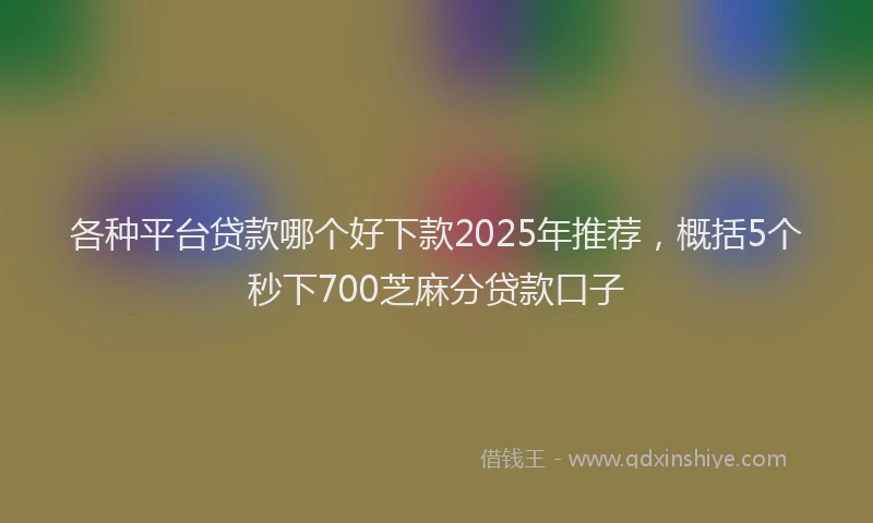 各种平台贷款哪个好下款2025年推荐，概括5个秒下700芝麻分贷款口子