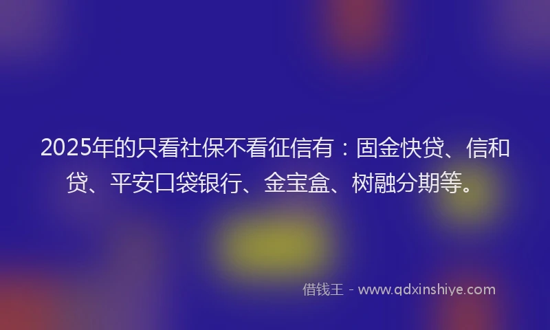 2025年的只看社保不看征信有：固金快贷、信和贷、平安口袋银行、金宝盒、树融分期等。