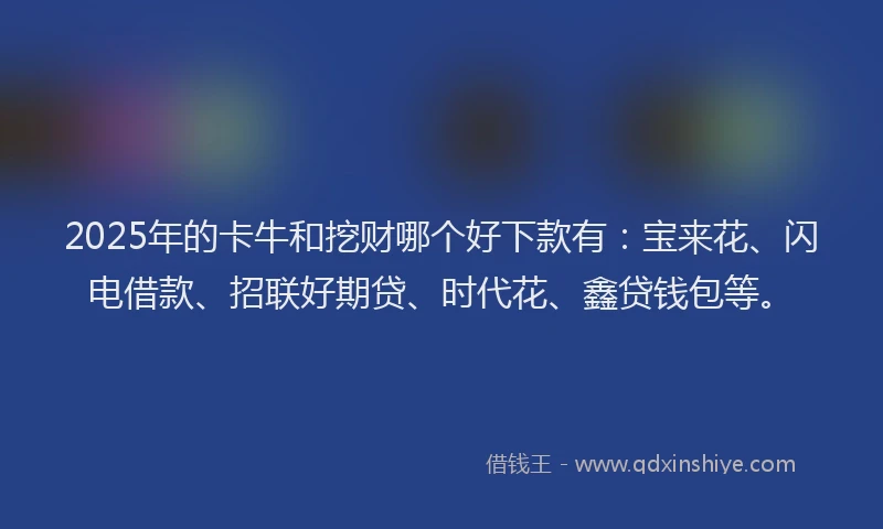 2025年的卡牛和挖财哪个好下款有：宝来花、闪电借款、招联好期贷、时代花、鑫贷钱包等。