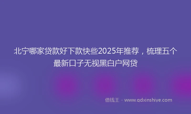 北宁哪家贷款好下款快些2025年推荐，梳理五个最新口子无视黑白户网贷