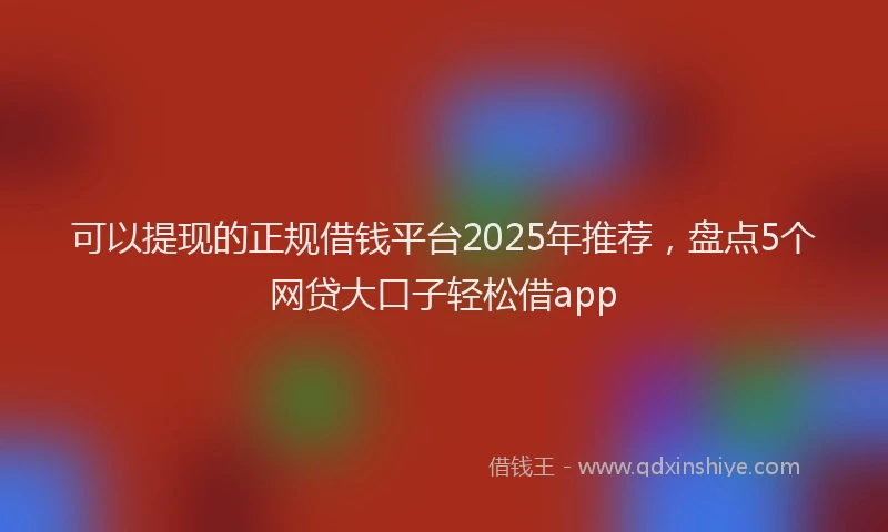 可以提现的正规借钱平台2025年推荐，盘点5个网贷大口子轻松借app