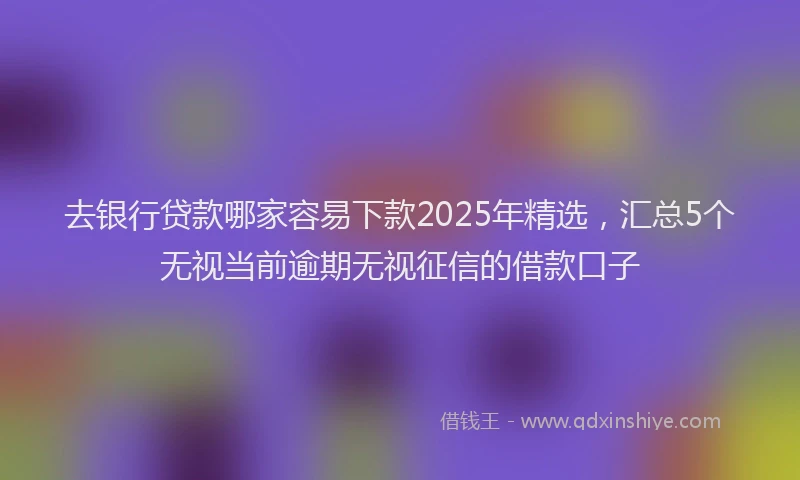 去银行贷款哪家容易下款2025年精选，汇总5个无视当前逾期无视征信的借款口子