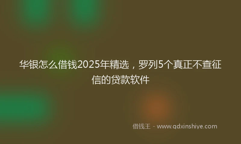 华银怎么借钱2025年精选，罗列5个真正不查征信的贷款软件