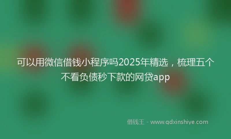 可以用微信借钱小程序吗2025年精选，梳理五个不看负债秒下款的网贷app