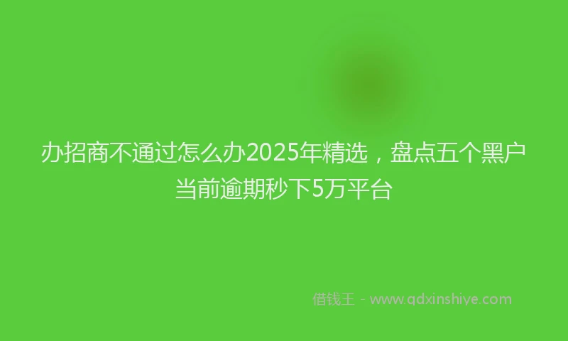 办招商不通过怎么办2025年精选，盘点五个黑户当前逾期秒下5万平台