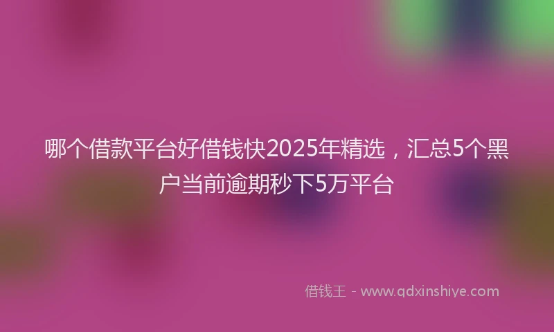 哪个借款平台好借钱快2025年精选，汇总5个黑户当前逾期秒下5万平台