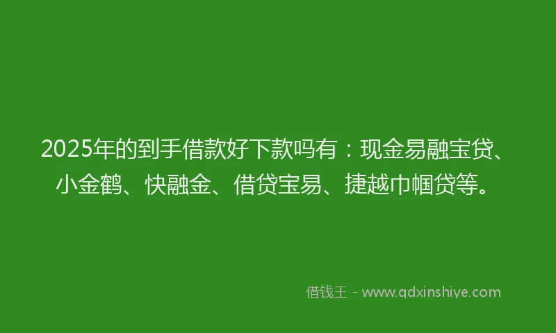 2025年的到手借款好下款吗有：现金易融宝贷、小金鹤、快融金、借贷宝易、捷越巾帼贷等。