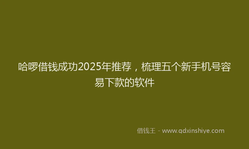 哈啰借钱成功2025年推荐，梳理五个新手机号容易下款的软件