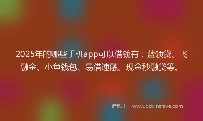 2025年的哪些手机app可以借钱有：蓝领贷、飞融金、小鱼钱包、易借速融、现金秒融贷等。