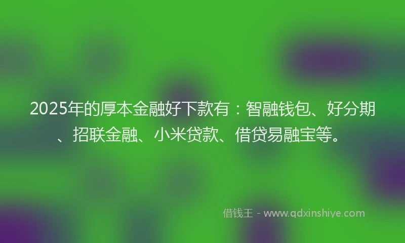 2025年的厚本金融好下款有：智融钱包、好分期、招联金融、小米贷款、借贷易融宝等。