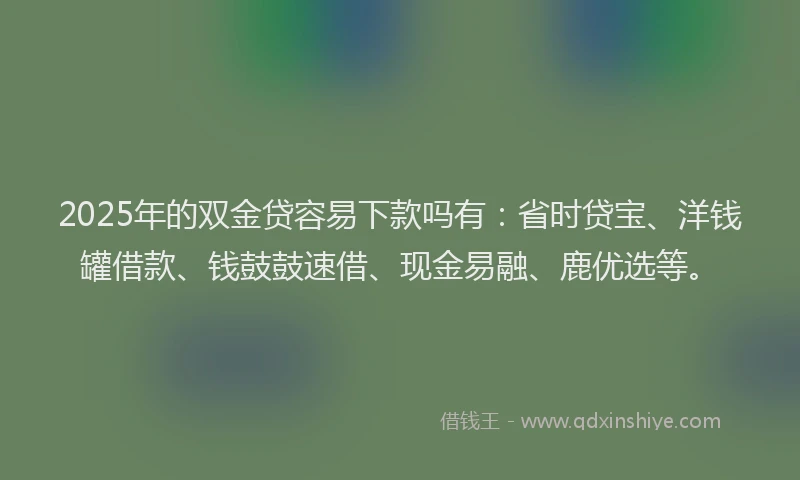 2025年的双金贷容易下款吗有：省时贷宝、洋钱罐借款、钱鼓鼓速借、现金易融、鹿优选等。
