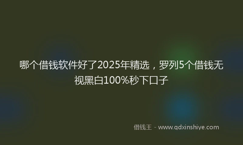 哪个借钱软件好了2025年精选，罗列5个借钱无视黑白100%秒下口子