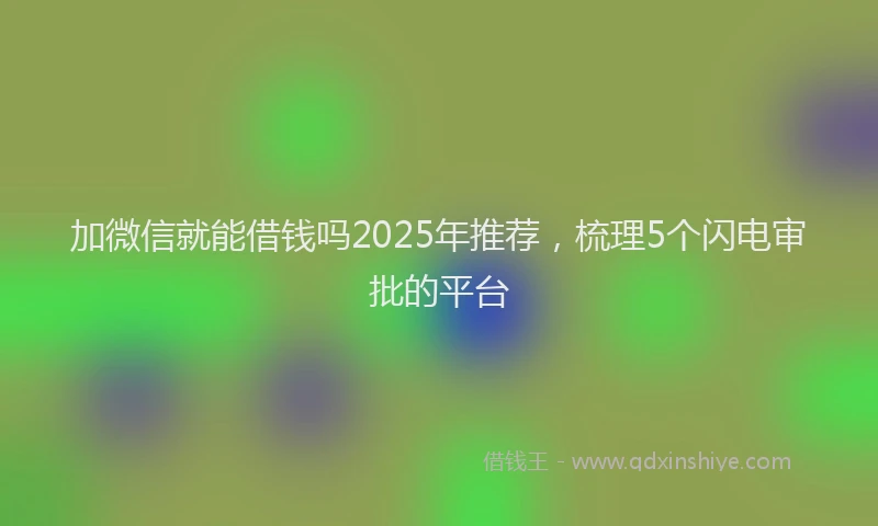 加微信就能借钱吗2025年推荐，梳理5个闪电审批的平台