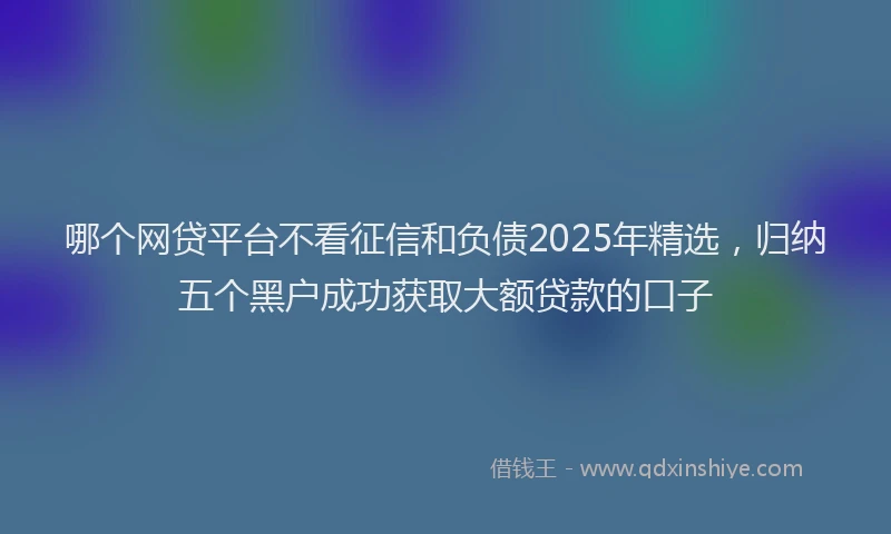 哪个网贷平台不看征信和负债2025年精选，归纳五个黑户成功获取大额贷款的口子