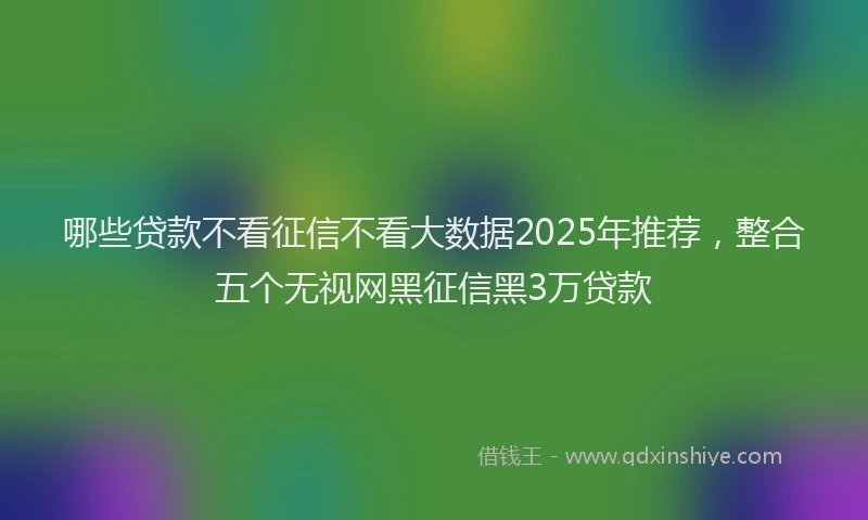 哪些贷款不看征信不看大数据2025年推荐，整合五个无视网黑征信黑3万贷款
