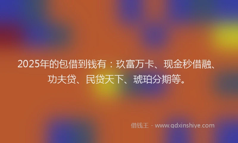 2025年的包借到钱有：玖富万卡、现金秒借融、功夫贷、民贷天下、琥珀分期等。