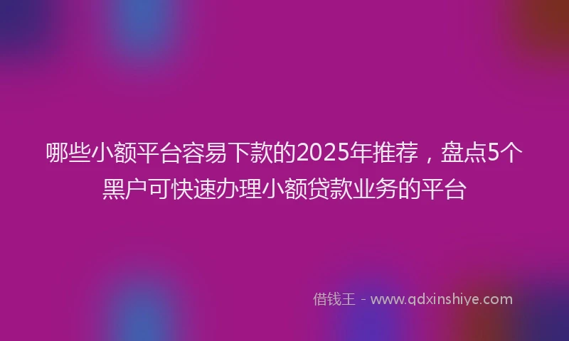 哪些小额平台容易下款的2025年推荐，盘点5个黑户可快速办理小额贷款业务的平台