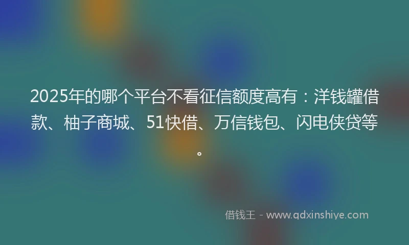2025年的哪个平台不看征信额度高有：洋钱罐借款、柚子商城、51快借、万信钱包、闪电侠贷等。