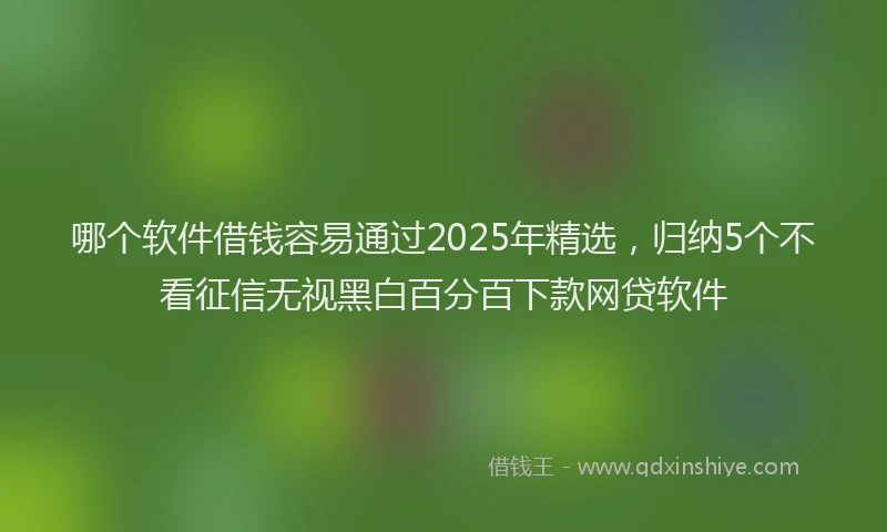 哪个软件借钱容易通过2025年精选，归纳5个不看征信无视黑白百分百下款网贷软件
