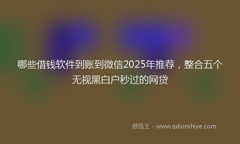 哪些借钱软件到账到微信2025年推荐，整合五个无视黑白户秒过的网贷