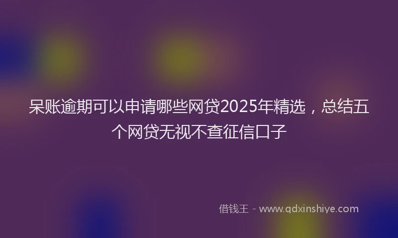 呆账逾期可以申请哪些网贷2025年精选，总结五个网贷无视不查征信口子