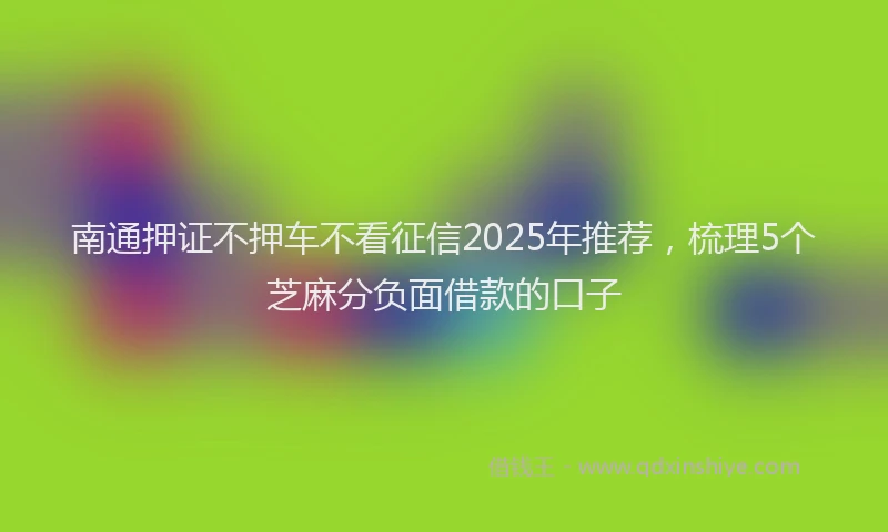 南通押证不押车不看征信2025年推荐，梳理5个芝麻分负面借款的口子