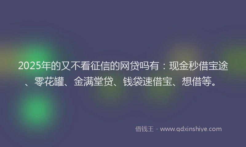 2025年的又不看征信的网贷吗有：现金秒借宝途、零花罐、金满堂贷、钱袋速借宝、想借等。