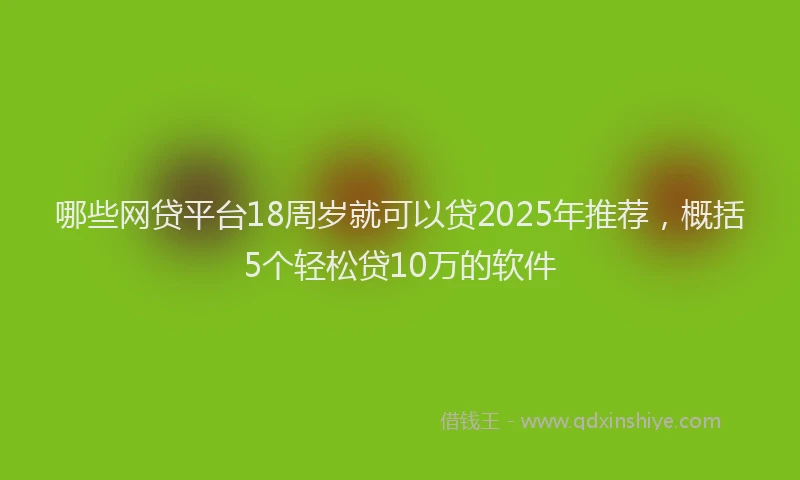 哪些网贷平台18周岁就可以贷2025年推荐，概括5个轻松贷10万的软件