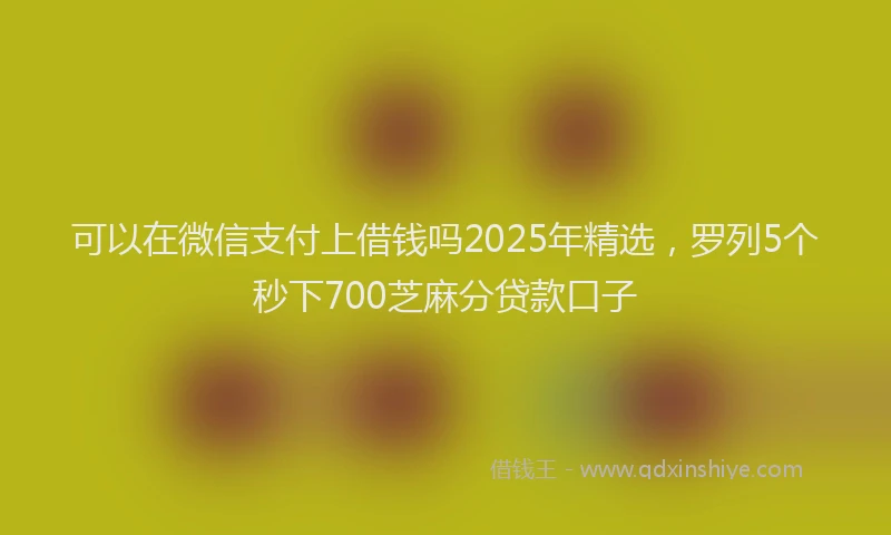 可以在微信支付上借钱吗2025年精选，罗列5个秒下700芝麻分贷款口子
