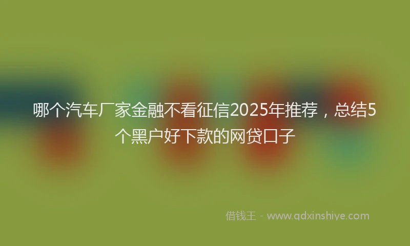 哪个汽车厂家金融不看征信2025年推荐，总结5个黑户好下款的网贷口子