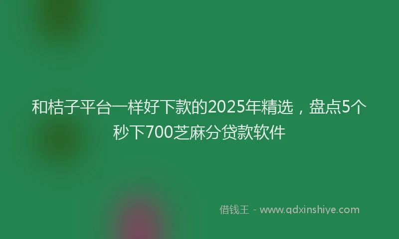 和桔子平台一样好下款的2025年精选，盘点5个秒下700芝麻分贷款软件