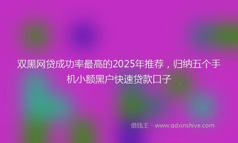 双黑网贷成功率最高的2025年推荐，归纳五个手机小额黑户快速贷款口子