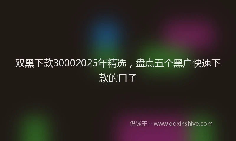 双黑下款30002025年精选，盘点五个黑户快速下款的口子