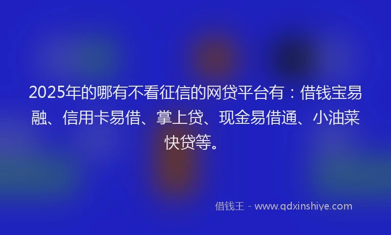 2025年的哪有不看征信的网贷平台有：借钱宝易融、信用卡易借、掌上贷、现金易借通、小油菜快贷等。