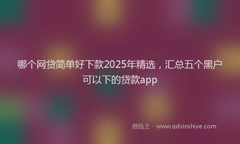 哪个网贷简单好下款2025年精选，汇总五个黑户可以下的贷款app