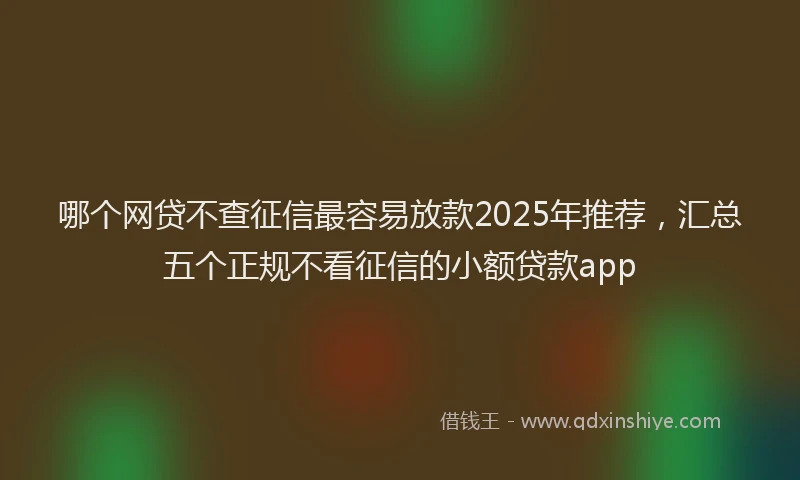 哪个网贷不查征信最容易放款2025年推荐，汇总五个正规不看征信的小额贷款app