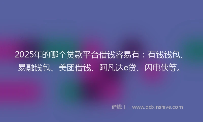 2025年的哪个贷款平台借钱容易有：有钱钱包、易融钱包、美团借钱、阿凡达e贷、闪电侠等。