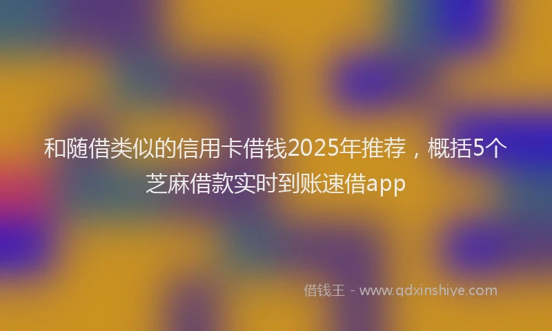和随借类似的信用卡借钱2025年推荐，概括5个芝麻借款实时到账速借app