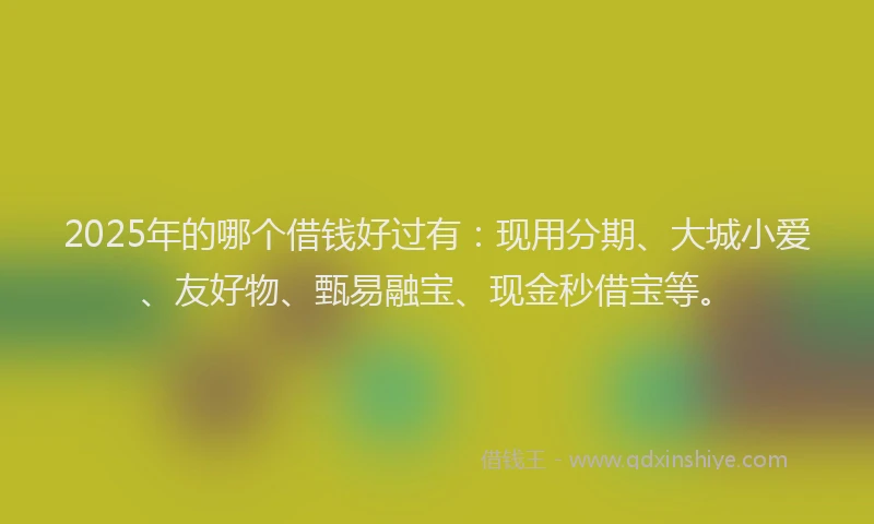 2025年的哪个借钱好过有：现用分期、大城小爱、友好物、甄易融宝、现金秒借宝等。