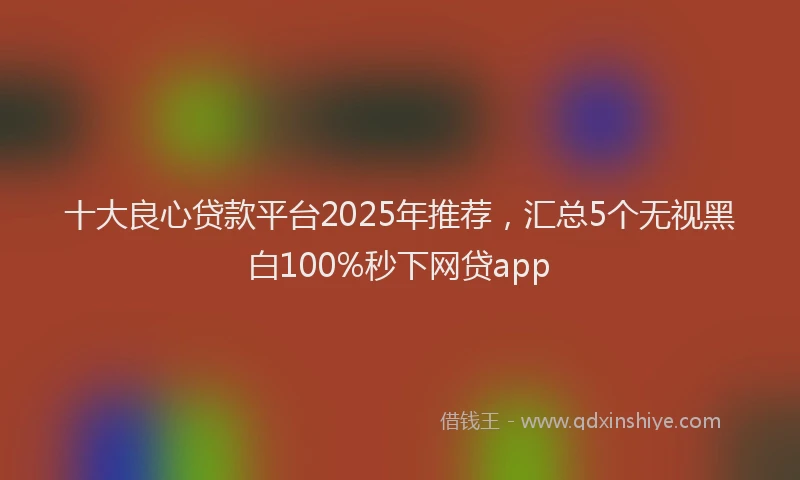 十大良心贷款平台2025年推荐，汇总5个无视黑白100%秒下网贷app