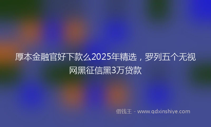 厚本金融官好下款么2025年精选，罗列五个无视网黑征信黑3万贷款