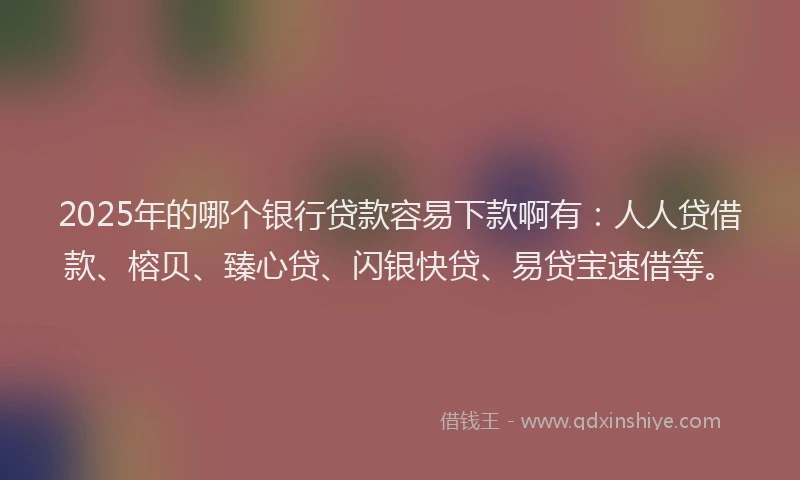 2025年的哪个银行贷款容易下款啊有：人人贷借款、榕贝、臻心贷、闪银快贷、易贷宝速借等。