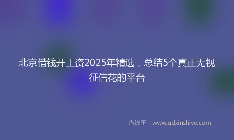 北京借钱开工资2025年精选，总结5个真正无视征信花的平台