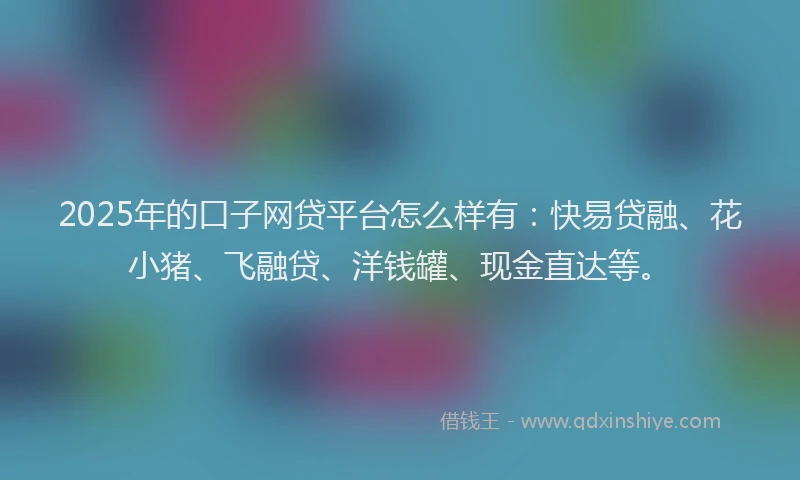2025年的口子网贷平台怎么样有：快易贷融、花小猪、飞融贷、洋钱罐、现金直达等。